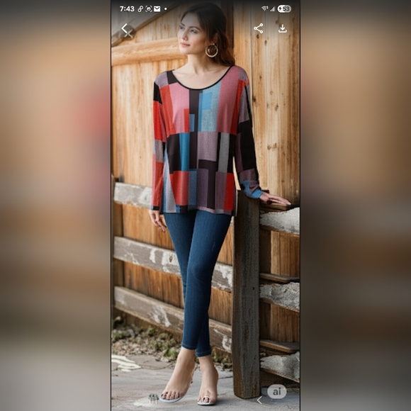 Tops - NWOT Geometric Color Block Top-Size M